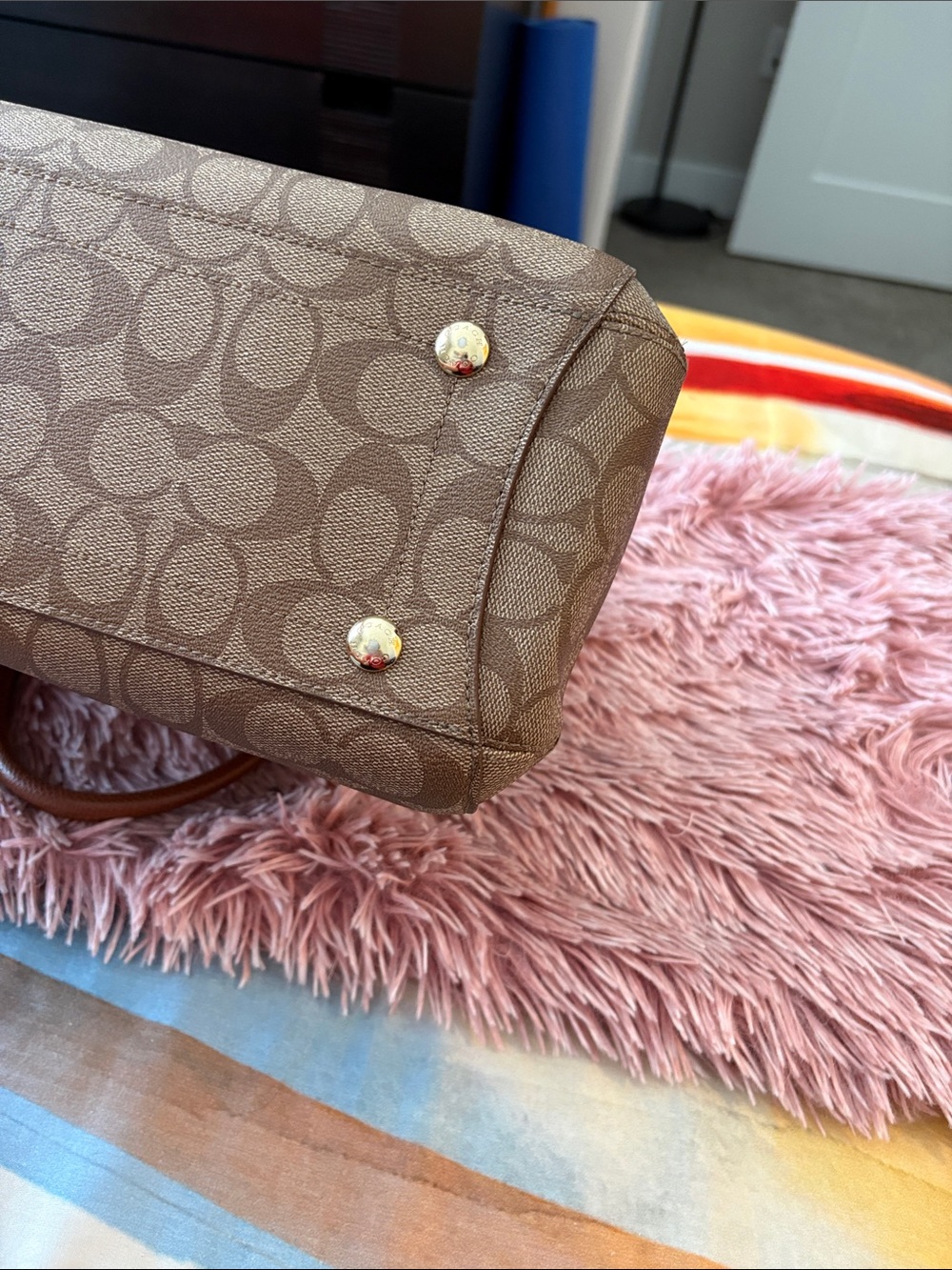 Coach Khaki/Chestnut Signature Satchel with Matching Accessories - Picture 5 of 16